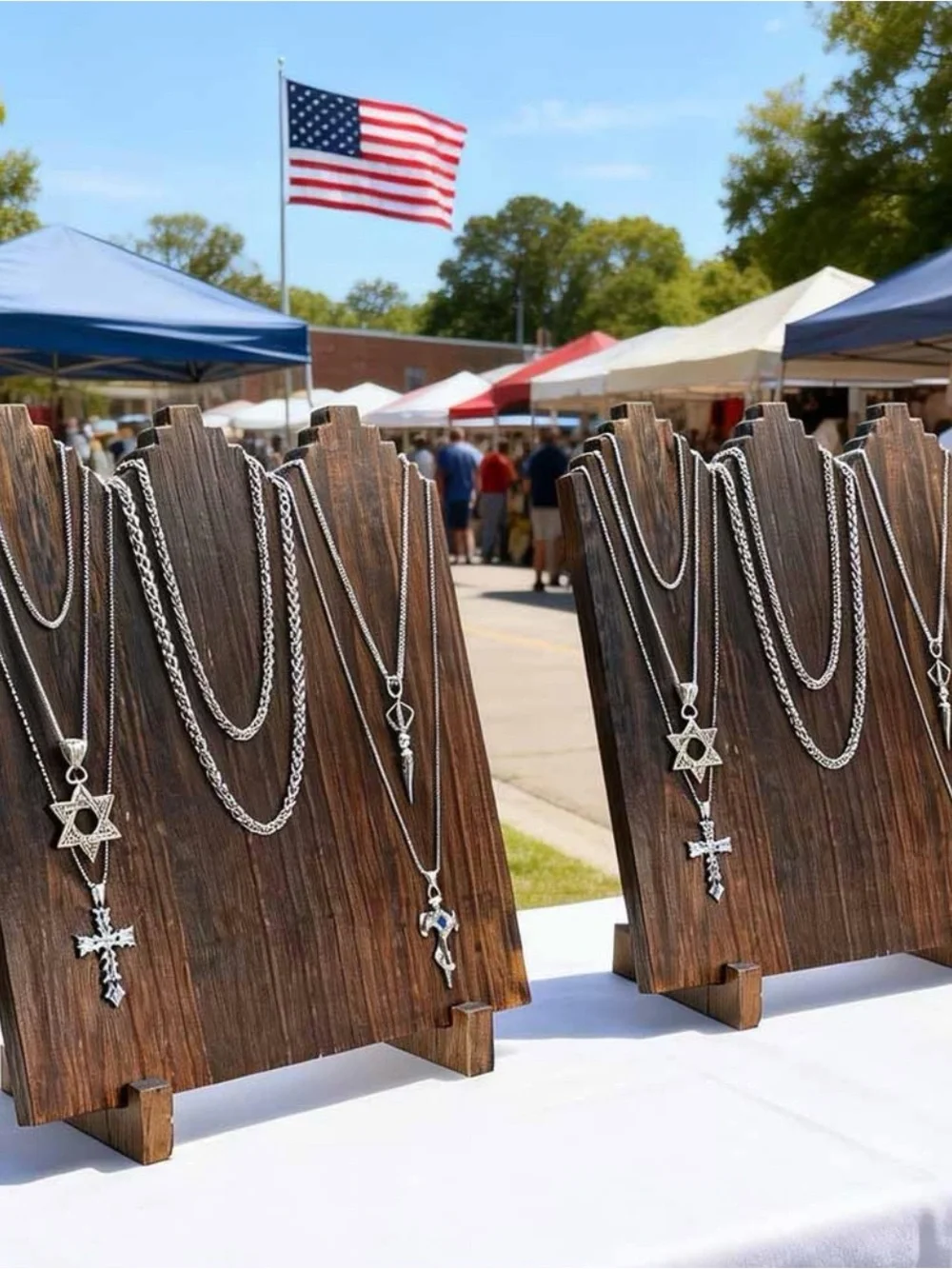 Wooden necklace displays- brand new!